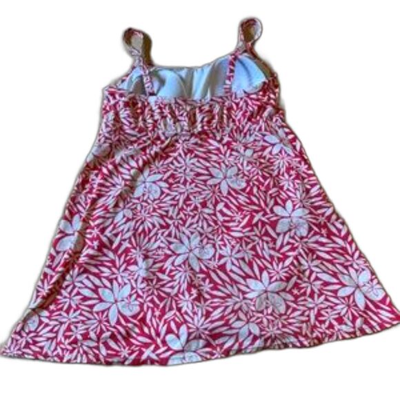 KIM ROGERS Red and White Floral One Piece Swimsuit Swim Dress Womens Large - Picture 4 of 13